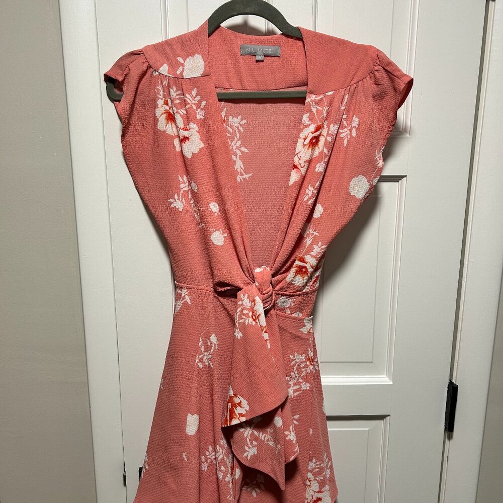NLW Pink Floral Wrap Dress - Size S
